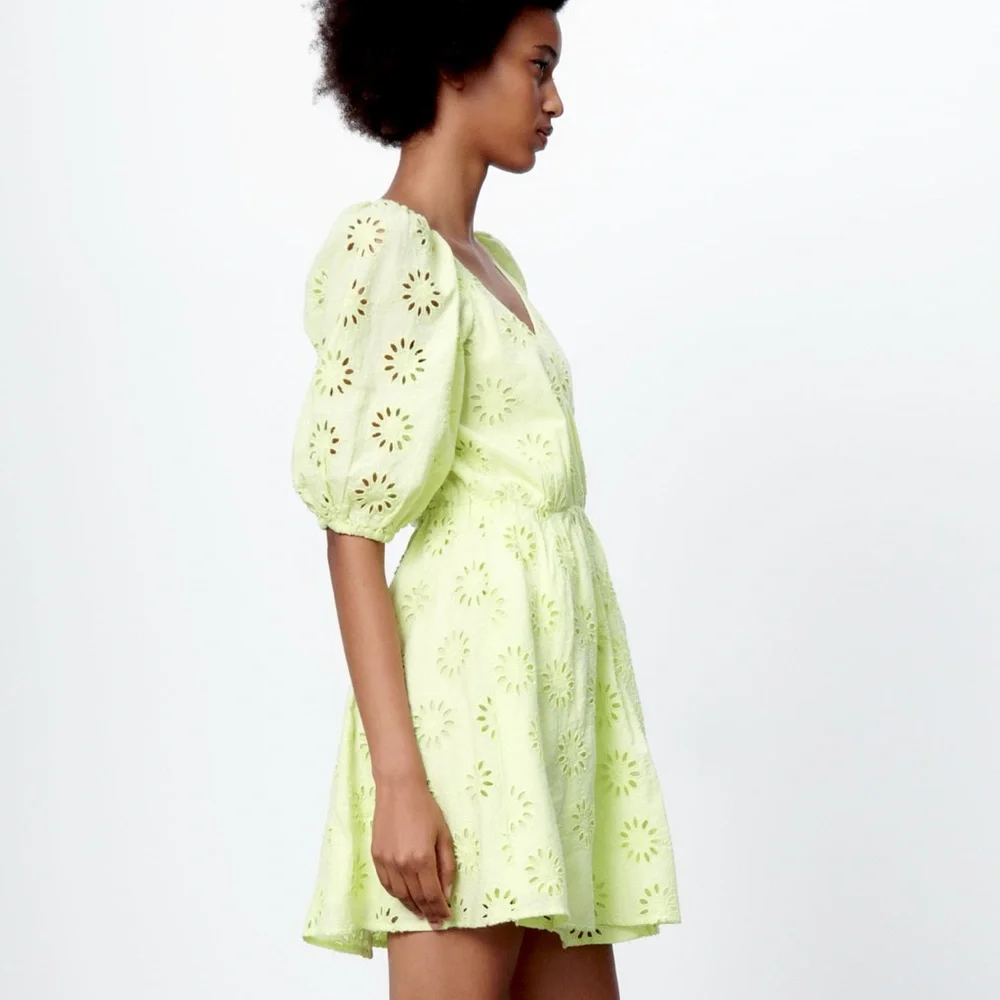 Zara openwork embroidered cotton summer dress - Picture 7 of 11